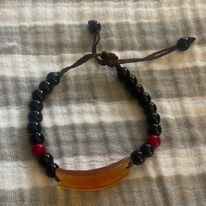 Boho Black & Amber Beaded Bracelet | Handmade Statement Jewelry